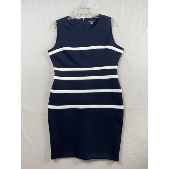 Tommy Hilfiger Dresses & Skirts - Tommy Hilfiger Sheath Dress Womens 12 Navy Blue White Stripe Sleeveless Knit